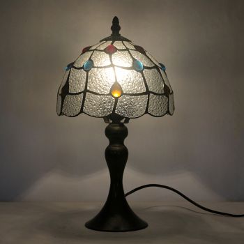 LongHuiJing Tiffany Stained Glass Style Desk Light Lampshade Table Reading Night Light W8H15Inch
