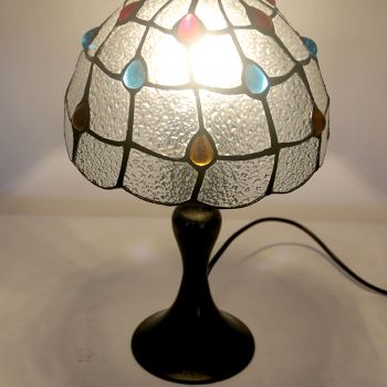 LongHuiJing Tiffany Stained Glass Style Desk Light Lampshade Table Reading Night Light W8H15Inch