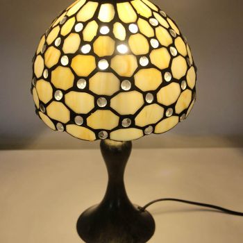 LongHuiJing Tiffany Stained Glass Style Desk Light White Color Lampshade Table Reading Night Light W8H15Inch