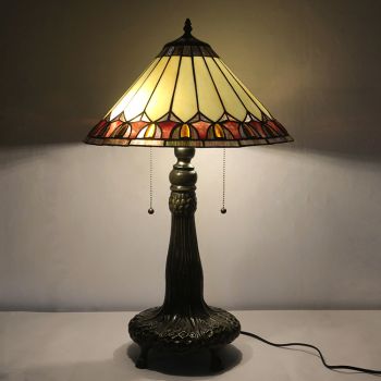 LongHuiJing 16Inch Tiffany Lamp Cone Stained Glass Lampshade Table Lamp Classic Desk Reading Light Decor Lighting
