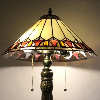 LongHuiJing 16Inch Tiffany Lamp Cone Stained Glass Lampshade Table Lamp Classic Desk Reading Light Decor Lighting