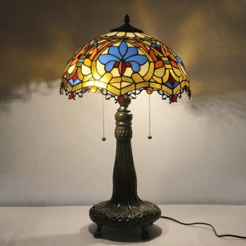 LongHuiJing 16Inch Tiffany Lamp Stained Glass Table Lamp Love Lampshade Style Desk Reading Light Decor Lighting