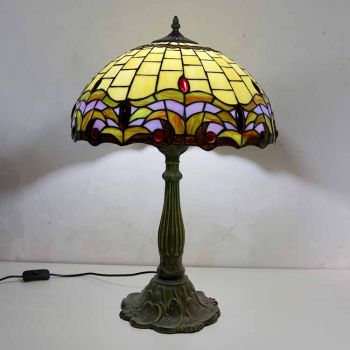 LongHuiJing Stained Glass Table Lamp Tiffany Style Desk Light With 16Inch Wide Lampshade and Zinc Alloy Base