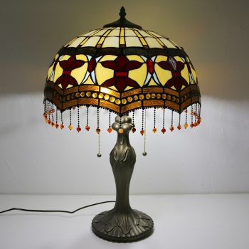 LongHuiJing 16Inch Romantic Pastoral Stained Glass Lampshade Desk Lamp Tiffany Style Table Lamps With Zinc Alloy Base