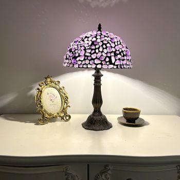 LongHuiJing 12Inch Tiffany Style Floor Lamp Stained Glass Shade 1 Lights Antique Base for European Living Room
