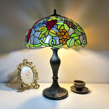 LongHuiJing Tiffany Stained Glass Table Lamp Dragonflys Vintage Bedroom Desk Lamp Turkish Mediterranean Table Light Beds