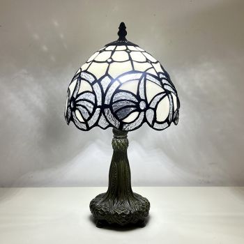 Tiffany Style Table Lamp White Stained Glass Baroque Style LED Bulb For Living Room Decoration