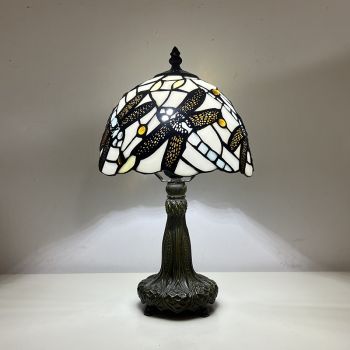 LongHuiJing Tiffany Style Desk Lamp Handmade Stained Glass Lampshade Bedside Lamp For Home Decoration