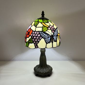 LongHuiJing Tiffany Table Lamp 8 Inch Grape Design Stained Glass Lampshade Table Lamps For Home Decoration