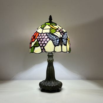 LongHuiJing Tiffany Table Lamp 8 Inch Grape Design Stained Glass Lampshade Table Lamps For Home Decoration