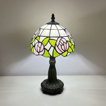 LongHuiJing Tiffany Table Lamp 8 Inch Flower Design Stained Glass Lampshade Table Lamps For Home Decoration