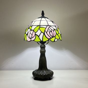 LongHuiJing Tiffany Table Lamp 8 Inch Flower Design Stained Glass Lampshade Table Lamps For Home Decoration