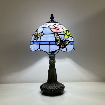 LongHuiJing Tiffany Table Lamp 8 Inch Butterfly Design Stained Glass Lampshade Table Lamps For Home Decoration