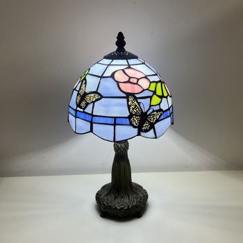 LongHuiJing Tiffany Table Lamp 8 Inch Butterfly Design Stained Glass Lampshade Table Lamps For Home Decoration
