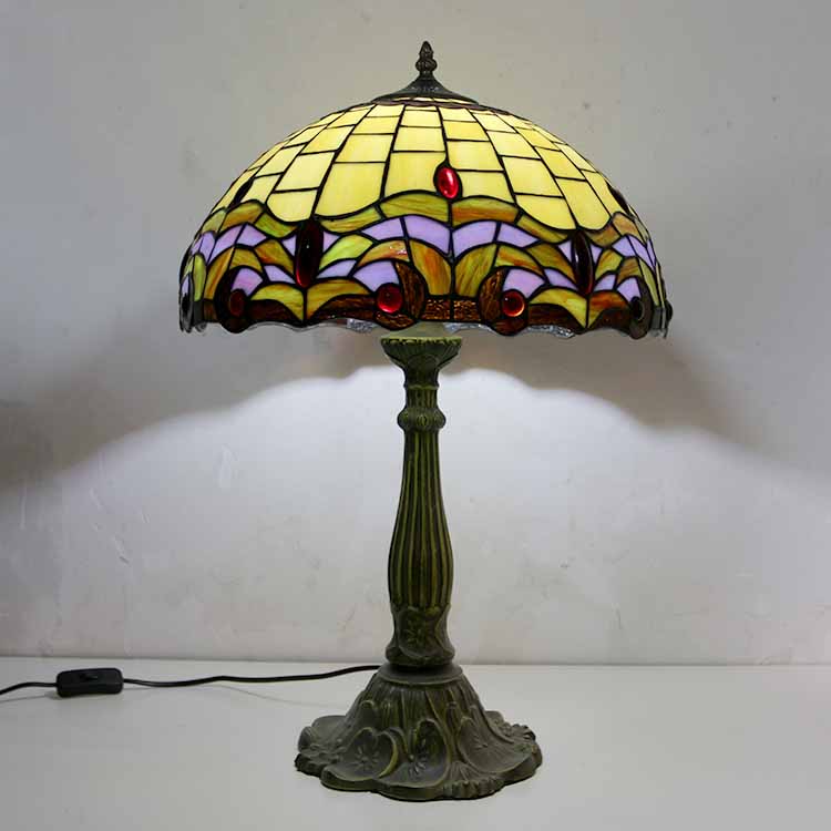LongHuiJing Stained Glass Table Lamp Tiffany Style Desk Light With 16Inch Wide Lampshade and Zinc Alloy Base