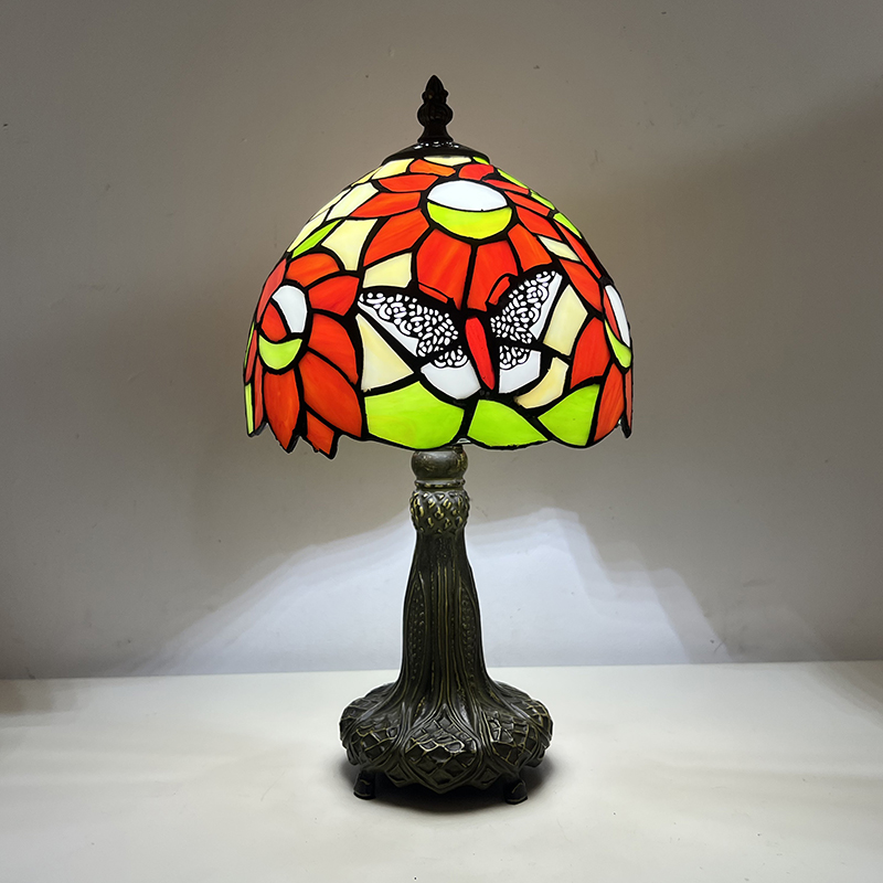 LongHuiJing Butterfly 8inch European-style Tiffany lamp to read eye lamp bedroom bedside table lamp