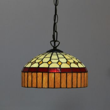 LongHuiJing 10Inch Tiffany Style Pendant Lamp Vintage Stained Glass Simple Lampshade E27 Ceiling Hanging Lights