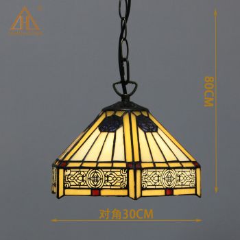 LongHuiJing 10Inch Tiffany Style Turkey Pendant Light Vintage American Stained Glass Creative Light 