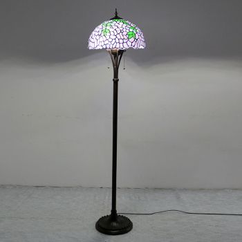 LongHuiJing Tiffany Style Floor Standing Lamp W16H63Inch Tall Stained Glass Wisteria Shade 2E27 Antique Read Lighting