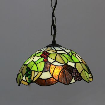 LongHuiJing 10Inch Tiffany Style Pendant Lamp Vintage Leaf Stained Glass Lampshade E27 Ceiling Hanging Lights