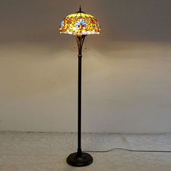 LongHuiJing Tiffany Style Stained Glass Floor Lamp with 16 inches Wide Handmade Baroque Lampshade Lights