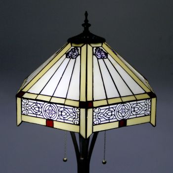 LongHuiJing Tiffany Floor Lamp Bright Antique Standing Reading Light 63" Tall Stained Glass Mission Hexagon Shade