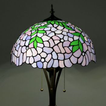 LongHuiJing Tiffany Style Floor Standing Lamp W16H63Inch Tall Stained Glass Wisteria Shade 2E27 Antique Read Lighting
