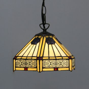 LongHuiJing 10Inch Tiffany Style Turkey Pendant Light Vintage American Stained Glass Creative Light 
