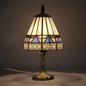 LongHuiJing Vintage Tiffany Style Table Lamps Stained Glass Court Retro Desk Lamps Patterns Handmade Desk Light