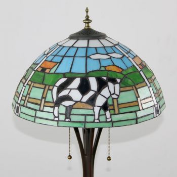 LongHuiJing Tiffany Style Stained Glass Floor Lamp with 16 inches Wide Handmade Cows Lampshade Floor Lights