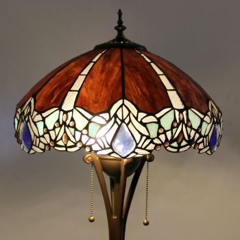 LongHuiJing Tiffany Style Stained Glass Floor Lamp with 16-inch Wide Handmade Dragonfly Pattern Lampshade Metal Base