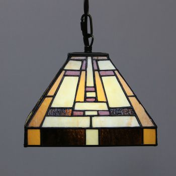 LongHuiJing 10Inch Tiffany Style Pendant Lamp Vintage Square Stained Glass Lampshade E27 Ceiling Hanging Lights