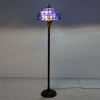 LongHuiJing Baroque Tiffany Style Stained Glass Floor Lamp with 16-inch Wide Handmade Lampshade Metal Base