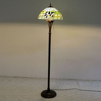LongHuiJing Tiffany Style Stained Glass Floor Lamp with 16 inches Wide Handmade Cows Lampshade Floor Lights