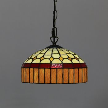 LongHuiJing 10Inch Tiffany Style Pendant Lamp Vintage Stained Glass Simple Lampshade E27 Ceiling Hanging Lights