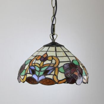 LongHuiJing 10Inch Tiffany Style Pendant Lamp Vintage Pastoral Stained Glass Rose Flower Shade E27 Ceiling Hanging Light