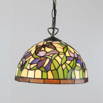 LongHuiJing 10Inch Tiffany Style Pendant Lamp Vintage Pastoral Stained Glass Butterfly Shade E27 Ceiling Hanging Lights