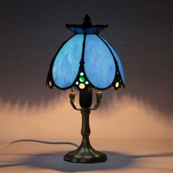 LongHuiJing Mini Tiffany Style 6Inch Desk Light Craftsman Single Light Stained Glass Shade Table Lamp 