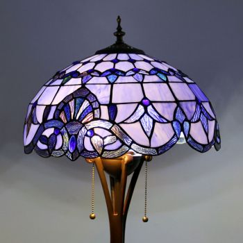 LongHuiJing Baroque Tiffany Style Stained Glass Floor Lamp with 16-inch Wide Handmade Lampshade Metal Base