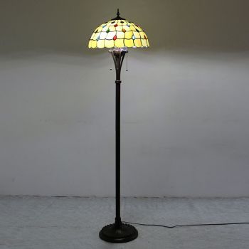 LongHuiJing Tiffany Style Stained Glass Floor Lamp with 16 inches Wide Handmade Lampshade Decor Lighting