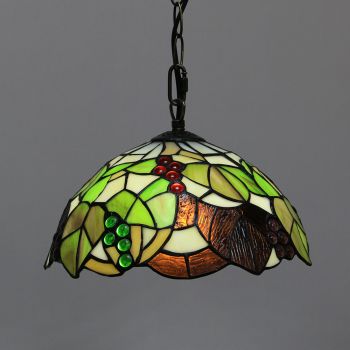 LongHuiJing 10Inch Tiffany Style Pendant Lamp Vintage Leaf Stained Glass Lampshade E27 Ceiling Hanging Lights