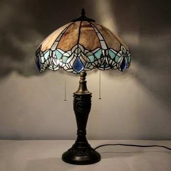 LongHuiJing 16Inch Retro Tiffany Table Lamp Red Stained Glass Gragonfly Lampshade Lights Handmade Glass Desk Lamps