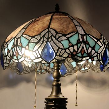 LongHuiJing 16Inch Retro Tiffany Table Lamp Red Stained Glass Gragonfly Lampshade Lights Handmade Glass Desk Lamps