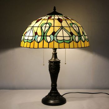 LongHuiJing 20Inch Retro Tiffany Table Lamp Stained Glass Lampshade Lights Handmade Glass Desk Lamps