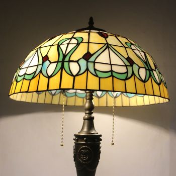 LongHuiJing 20Inch Retro Tiffany Table Lamp Stained Glass Lampshade Lights Handmade Glass Desk Lamps