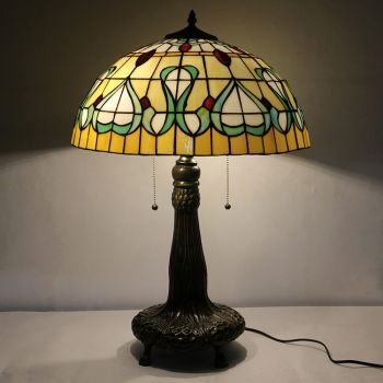 LongHuiJing 20Inch Retro Stained Glass Lampshade Lights Tiffany Table Lamp Handmade Glass Desk Lamps