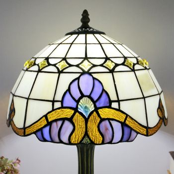 LongHuiJing 12Inch Tiffany Style Table Lamps Baroque Stained Glass Lamp Shade Desk Antique Light 