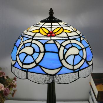 LongHuiJing Traditional Tiffany Stained Glass Dome Hardware Base 1-Light Table Lamp For Home Office