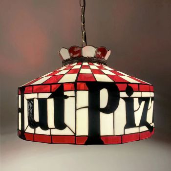 LongHuiJing 18Inch Tiffany Style Stained Glass Hanging Lamp New Pizza Hut Stained Glass Ceiling Light