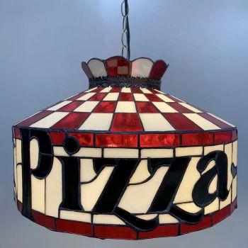 LongHuiJing 18Inch Tiffany Style Stained Glass Hanging Lamp New Pizza Hut Stained Glass Ceiling Light
